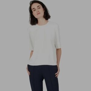 Everlane Japanese Goweave White Back  Zip Tee Women's Size 4